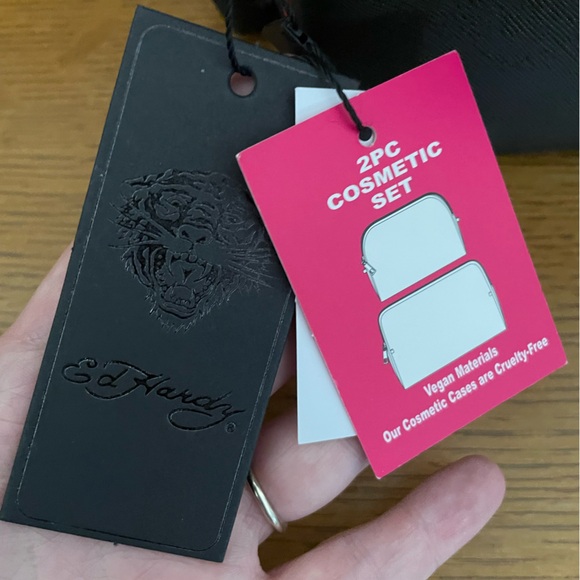 Ed Hardy Rhinestone Heart Cometic Bag Duo NWT - Picture 5 of 5